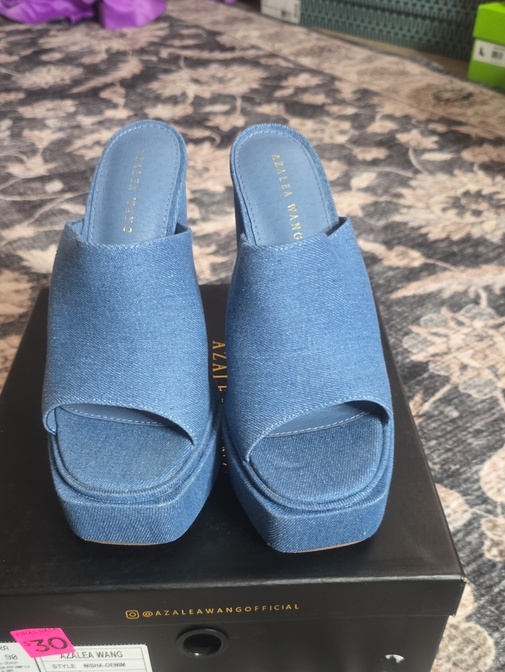 Blue Denim Azalea Wang Platform Mules